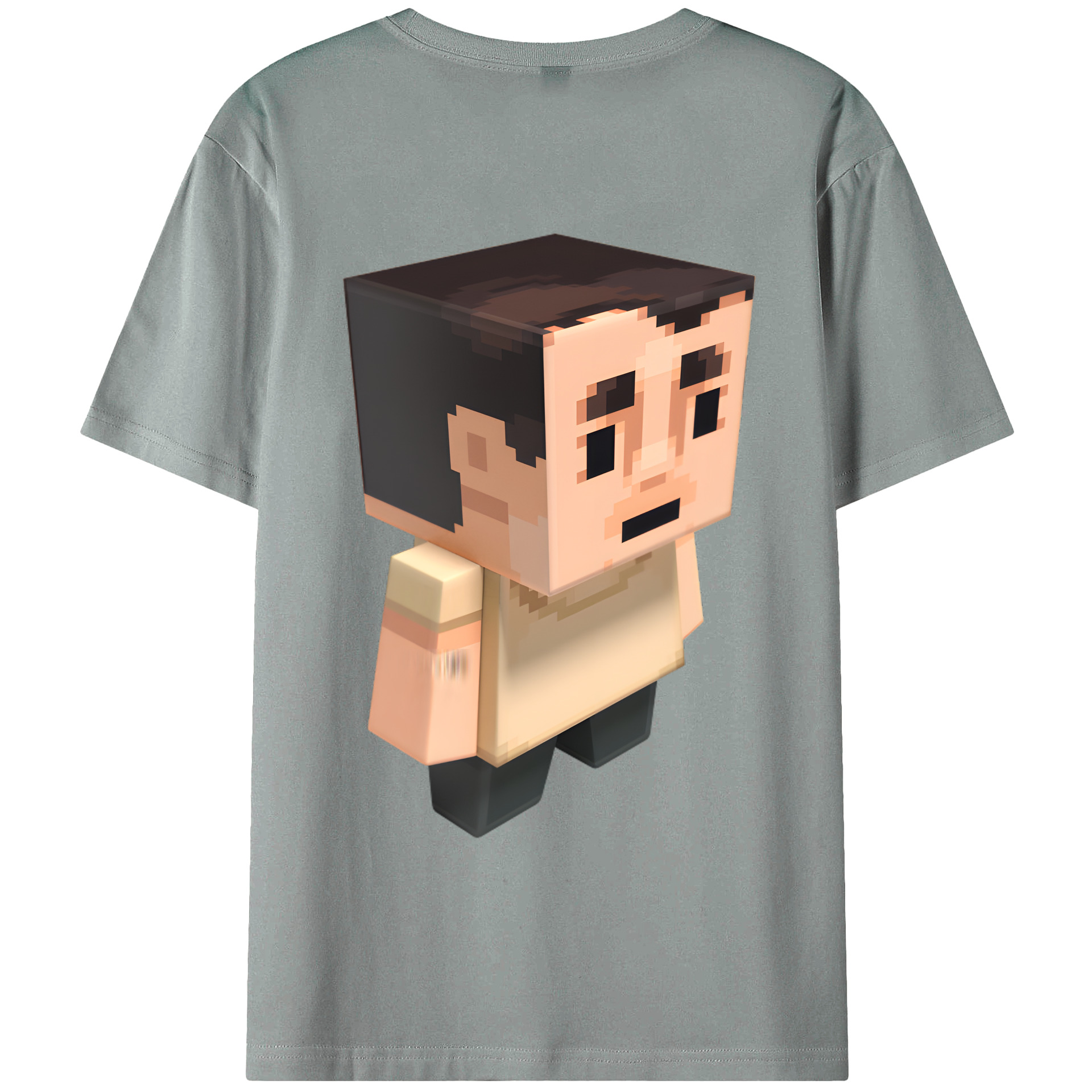 （画像用） マインクラフト ブロックの世界 Minecraft MC Block world 綿100％ メンズ半袖Tシャツ（バックプリント） 通気性